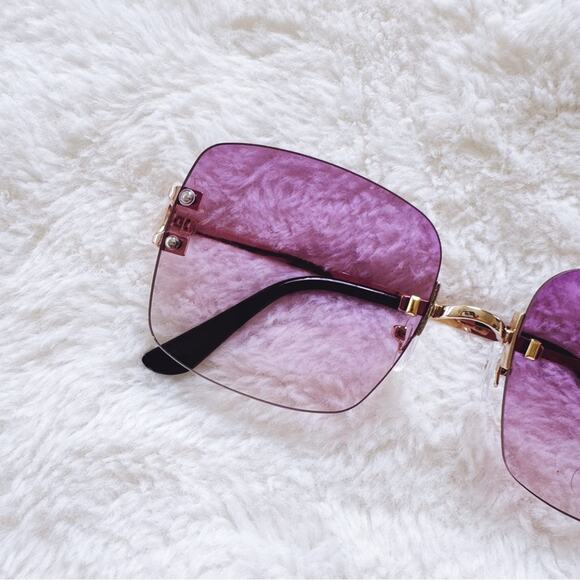Laurel Clear Purple Rimless Sleek Sunglasses - Picture 2 of 11
